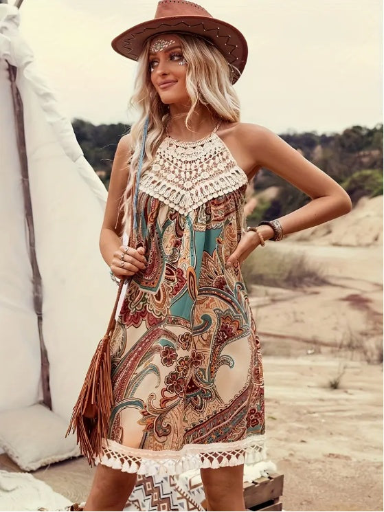 Elegant Women's Paisley Print Dress