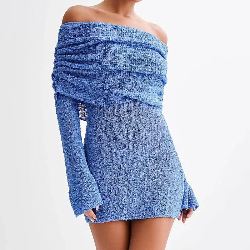 Women's Spring Summer Knitted Dress Elegant Party,BODY LONG SLEEVE &MINI DRESS