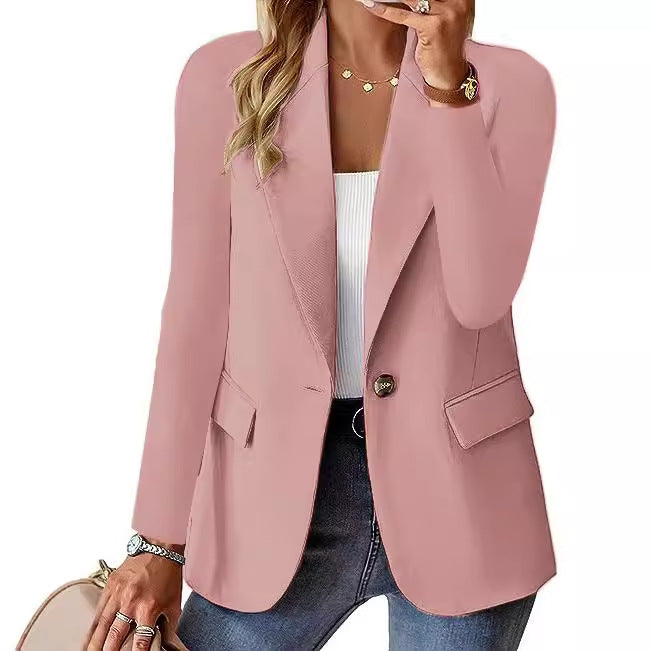 Fashion Casual Women Blazer Long-sleeved Solid Color Casual Cardigan Small Suit Jacket For Women Elegant Office Lady Outerwear