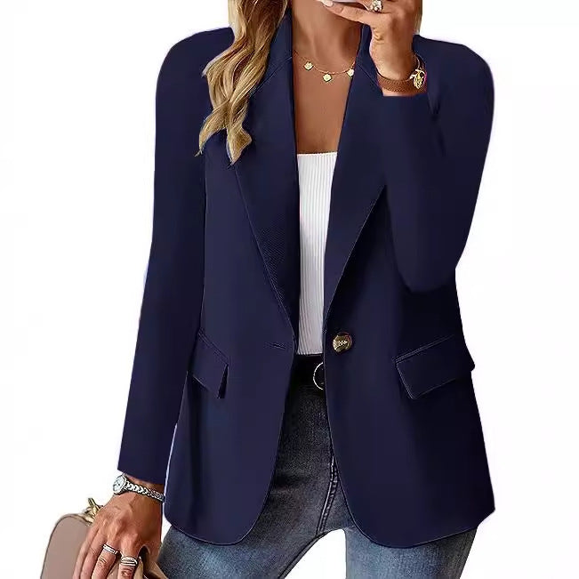 Fashion Casual Women Blazer Long-sleeved Solid Color Casual Cardigan Small Suit Jacket For Women Elegant Office Lady Outerwear